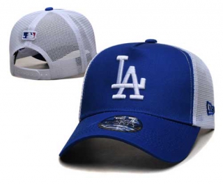 MLB Los Angeles Dodgers New Era Curved Brim Mesh Trucker 9FORTY Snapback Hat Royal White 2324