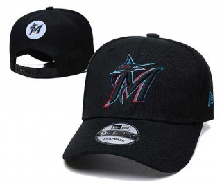 MLB Miami Marlins New Era Curved Brim Back Patch 9FIFTY Snapback Hat Black 2024