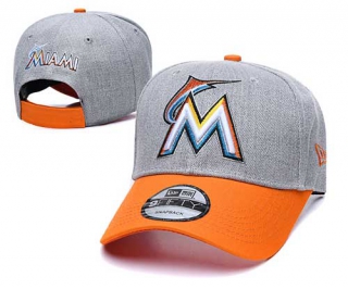 MLB Miami Marlins New Era Curved Brim Back Patch 9FIFTY Snapback Hat Gray Orange 2025