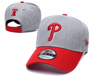 MLB Philadelphia Phillies New Era Curved Brim Back Patch 9FIFTY Snapback Hat Gray Red 2024