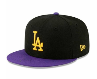 MLB Los Angeles Dodgers New Era 9FIFTY Snapback Hat Black Purple Gold 2326