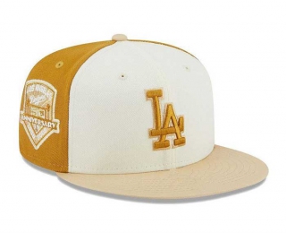 MLB Los Angeles Dodgers New Era 50TH Anniversary Side Patch 9FIFTY Snapback Hat Cream Gold 2331