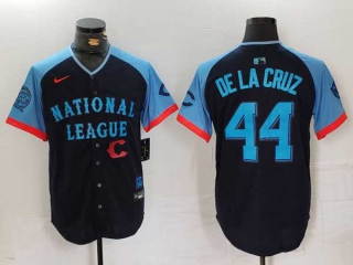 Men's MLB Cincinnati Reds #44 Elly De La Cruz Navy Logo 2024 All Star National League Limited Stitched Nike Jersey