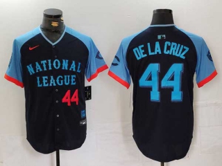 Men's MLB Cincinnati Reds #44 Elly De La Cruz Navy Red Number 2024 All Star National League Limited Stitched Nike Jersey