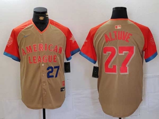 Men's MLB Houston Astros #27 Jose Altuve Cream Blue Number 2024 All Star American League Limited Stitched Nike Jersey