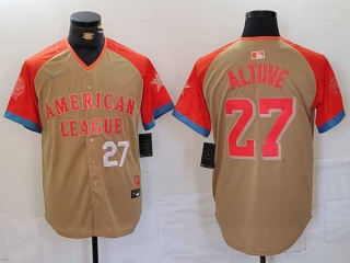 Men's MLB Houston Astros #27 Jose Altuve Cream White Number 2024 All Star American League Limited Stitched Nike Jersey