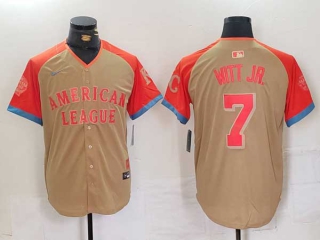 Men's MLB Kansas City Royals #7 Bobby Witt Jr Cream 2024 All Star American League Limited Stitched Nike Jersey