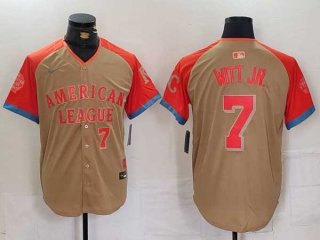 Men's MLB Kansas City Royals #7 Bobby Witt Jr Cream Red Number 2024 All Star American League Limited Stitched Nike Jersey