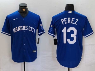 Men's MLB Kansas City Royals #13 Salvador Perez Royal Cool Base Stitched Nike Baseball Jersey