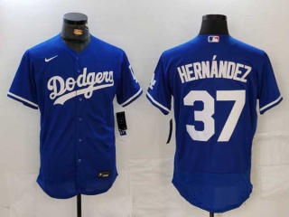 Men's MLB Los Angeles Dodgers #37 Teoscar Hernandez Blue Flex Base Stitched Nike Baseball Jersey