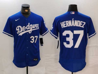 Men's MLB Los Angeles Dodgers #37 Teoscar Hernandez Blue White Number Flex Base Stitched Nike Baseball Jersey