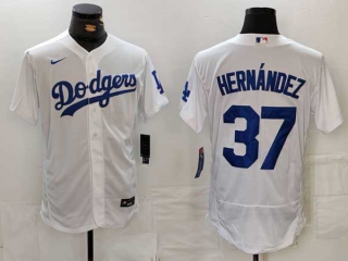 Men's MLB Los Angeles Dodgers #37 Teoscar Hernandez White Flex Base Stitched Nike Baseball Jersey