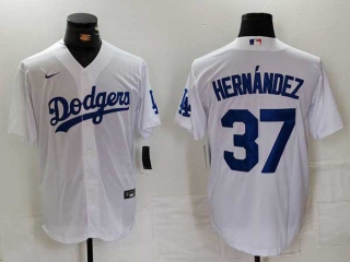 Men's MLB Los Angeles Dodgers #37 Teoscar Hernandez White Cool Base Stitched Nike Baseball Jersey