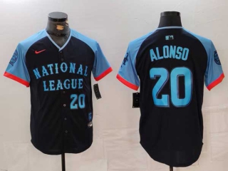 Men's MLB New York Mets #20 Pete Alonso Navy Blue Number 2024 All Star National League Limited Stitched Nike Jersey