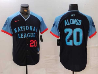 Men's MLB New York Mets #20 Pete Alonso Navy Red Number 2024 All Star National League Limited Stitched Nike Jersey