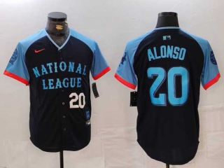 Men's MLB New York Mets #20 Pete Alonso Navy White Number 2024 All Star National League Limited Stitched Nike Jersey