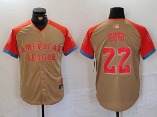 Men's MLB New York Yankees #22 Juan Soto Cream 2024 All Star American League Limited Stitched Nike Jersey