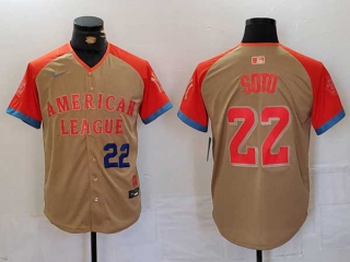 Men's MLB New York Yankees #22 Juan Soto Cream Blue Number 2024 All Star American League Limited Stitched Nike Jersey