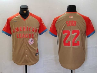 Men's MLB New York Yankees #22 Juan Soto Cream Logo 2024 All Star American League Limited Stitched Nike Jerseys