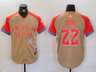 Men's MLB New York Yankees #22 Juan Soto Cream Logo 2024 All Star American League Limited Stitched Nike Jersey