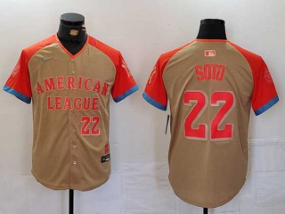 Men's MLB New York Yankees #22 Juan Soto Cream Red Number 2024 All Star American League Limited Stitched Nike Jersey