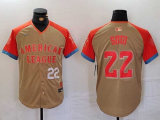 Men's MLB New York Yankees #22 Juan Soto Cream White Number 2024 All Star American League Limited Stitched Nike Jersey