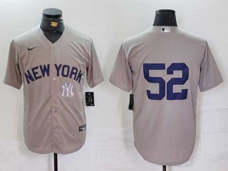 Men's MLB New York Yankees #52 CC Sabathia Grey Logo Cool Base Stitched Nike Baseball Jersey