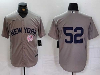 Men's MLB New York Yankees #52 CC Sabathia Grey Logo Cool Base Stitched Nike Baseball Jerseys