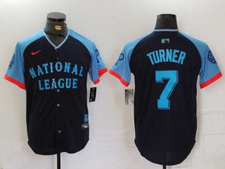 Men's MLB Philadelphia Phillies #7 Trea Turner Navy 2024 All Star National League Limited Stitched Nike Jersey