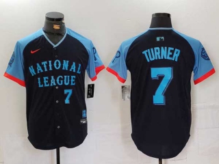 Men's MLB Philadelphia Phillies #7 Trea Turner Navy Blue Number 2024 All Star National League Limited Stitched Nike Jersey