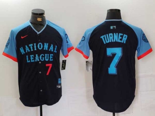 Men's MLB Philadelphia Phillies #7 Trea Turner Navy Red Number 2024 All Star National League Limited Stitched Nike Jersey