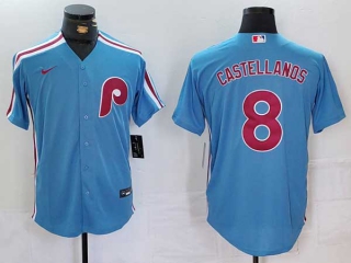 Men's MLB Philadelphia Phillies #8 Nick Castellanos Blue Cool Base Stitched Nike Baseball Jersey