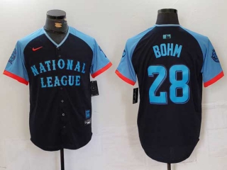 Men's MLB Philadelphia Phillies #28 Alec Bohm Navy 2024 All Star National League Limited Stitched Nike Jersey