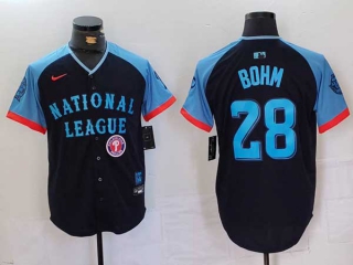 Men's MLB Philadelphia Phillies #28 Alec Bohm Navy Logo 2024 All Star National League Limited Stitched Nike Jersey