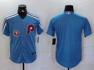 Men's MLB Philadelphia Phillies Blank Blue Cool Base Stitched Nike Baseball Jersey (4)