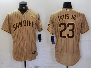 Men's MLB San Diego Padres #23 Fernando Tatis Jr. Tan With PS Patch Flex Base Stitched Baseball Jersey