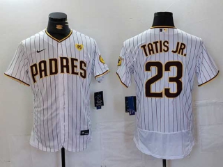 Men's MLB San Diego Padres #23 Fernando Tatis Jr. White With PS Patch Flex Base Stitched Baseball Jersey