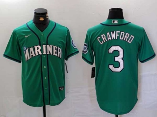 Men's MLB Seattle Mariners #3 J.P. Crawford Aqua Cool Base Stitched Nike Baseball Jersey