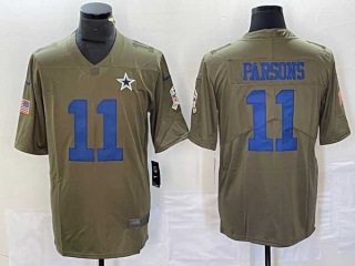 Men's NFL Dallas Cowboys #11 Micah Parsons Olive Salute To Service Stitched Limited Football Nike Jersey