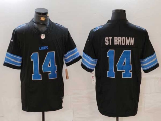 Men's NFL Detroit Lions #14 Amon-Ra St. Brown Black 2024 F.U.S.E. 2nd Alternate Vapor Limited Football Stitched Jersey