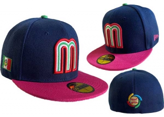 New Era Mexico World Baseball Classic 59FIFTY Fitted Hat Navy Pink 4003