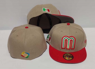 New Era Mexico World Baseball Classic 59FIFTY Fitted Hat Khaki Red 1006