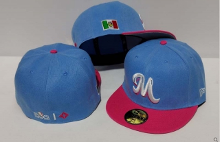 New Era Mexico Baseball Caribbean Series Side Patch 59FIFTY Fitted Hat Bright Blue Pink 1016