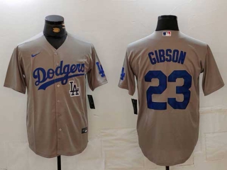 Men's MLB Los Angeles Dodgers #23 Kirk Gibson Grey Logo Nike Cool Base Stitched Jersey