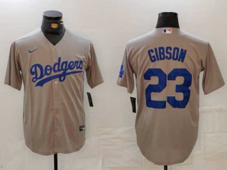 Men's MLB Los Angeles Dodgers #23 Kirk Gibson Grey Nike Cool Base Stitched Jersey