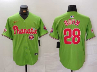 Men's MLB Philadelphia Phillies #28 Alec Bohm Green Logo Phillie Phanatic Patch Vapor Premier Limited Nike Jersey