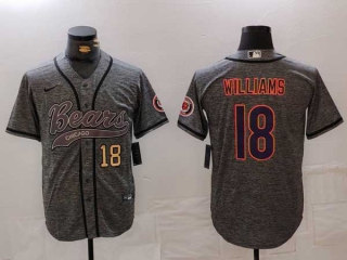 Men's NFL Chicago Bears #18 Caleb Williams Graphite Gold Number With Patch Cool Base Stitched Baseball Jersey