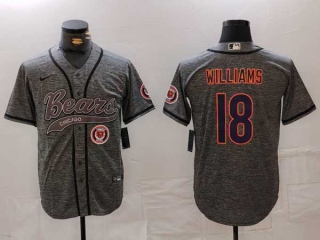 Men's NFL Chicago Bears #18 Caleb Williams Graphite Logo With Patch Cool Base Stitched Baseball Jersey