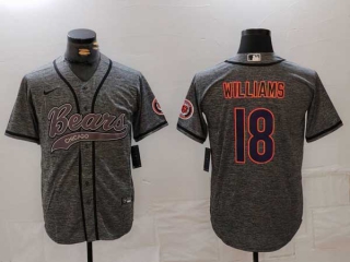 Men's NFL Chicago Bears #18 Caleb Williams Graphite With Patch Cool Base Stitched Baseball Jersey