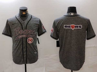 Men's NFL Chicago Bears Blank Graphite With Patch Cool Base Stitched Baseball Jersey (3)